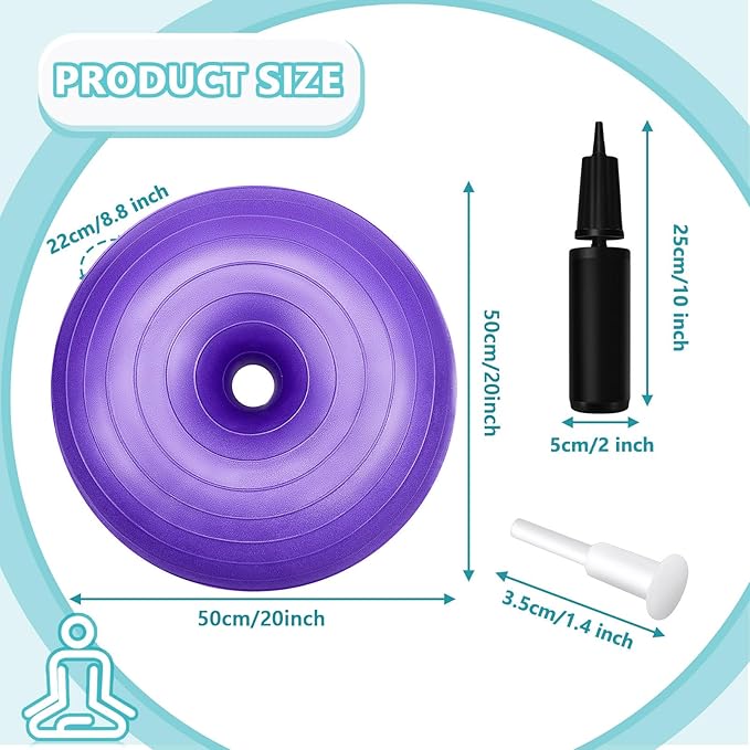 Lewtemi 4 Pcs Flexible Seating for Classroom Elementary 20 Inch Yoga Ball Chair Inflatable Donut Ball Chair with Inflator for Kids Student Sensory Balance Office Exercise