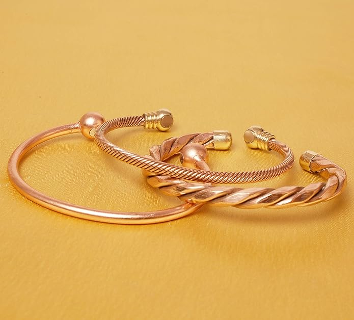 Copper Bracelet Tibetan Style. Hand Forged with Solid and High Gauge Copper Jewelry Cuff for Women Men. Combo of Different Designs