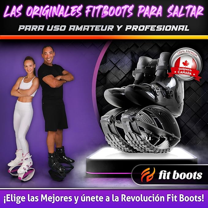 FIT BOOTS for Women Exercise - Premium Moon Shoes for Jumping, Kangaroo Shoes for Training, Cardio & Fun, Joint-Friendly, Rebounder Jumps Boots for Adults & Kids, Bouncy Workout (Women-Black)