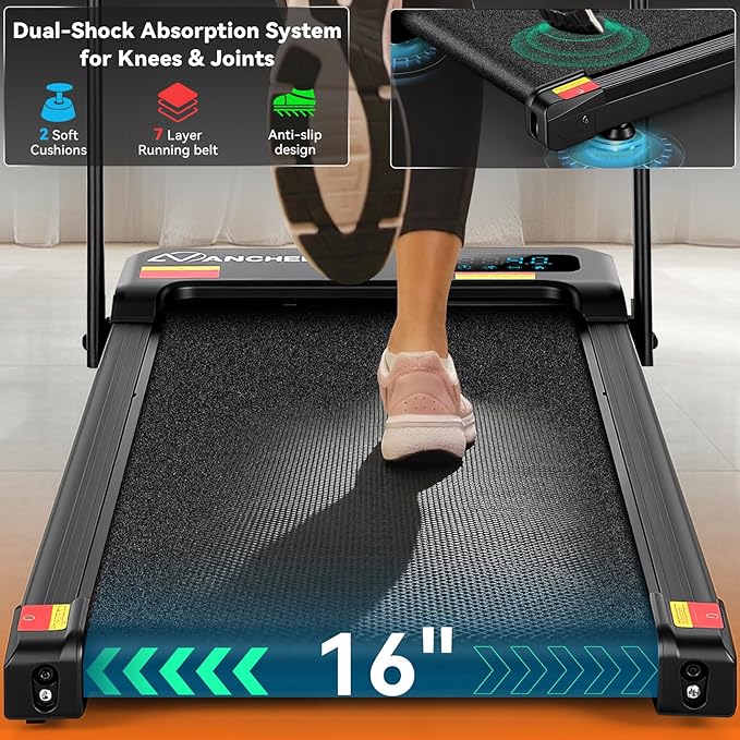 ANCHEER Treadmill with 12%/15% Incline, Folding Walking Pad with Handle Bar, 320-450lb Capacity Under Desk Foldable 3.5HP Treadmills for Home/Office/Gym,Installation-Free