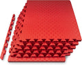 ProsourceFit Exercise Puzzle Mat 1-in, Checkered EVA Foam Floor Tiles w/Non-Slip Texture, Gym Mat w/Interlocking Foam Tiles for Adjustable Surface, Shock Absorbing, Waterproof Gym Flooring, Red