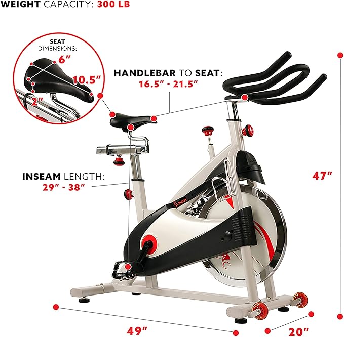 Sunny Health & Fitness Stationary Exercise Bike Machine w/ Adjustable Cushion Seat & Multi-Grip Handlebar, Indoor Cycling Equipment for Home Cardio Training, Optional Magnetic or Friction Resistance