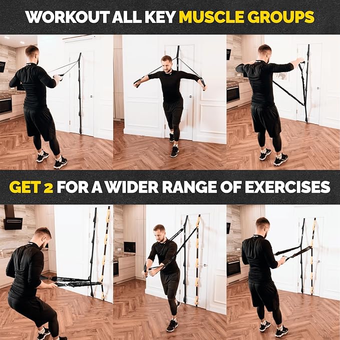 Tribe Lifting Adjustable Resistance Band Anchor - Door Anchor with 5 Loops & Metal Rings, Durable Nylon Strap for Full-Body Workouts