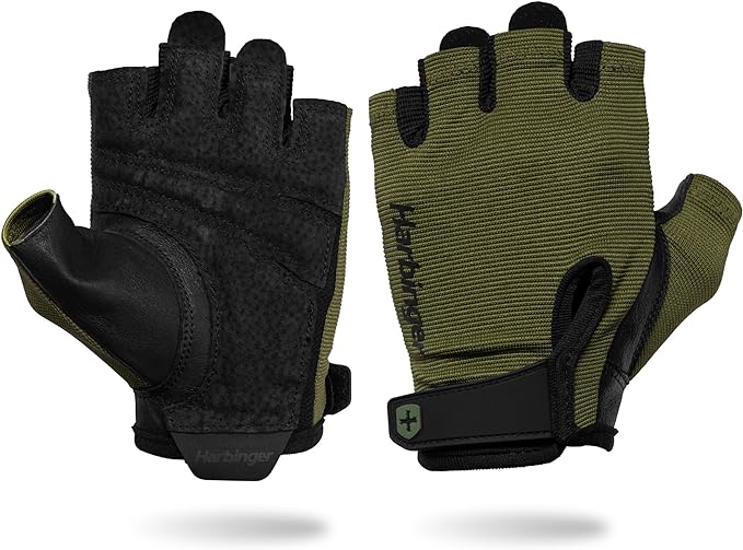 Power Gloves 3.0 - Durable Half Finger Weightlifting Gloves with Adjustable Wrist Closure, Breathable Leather Palm, Men's