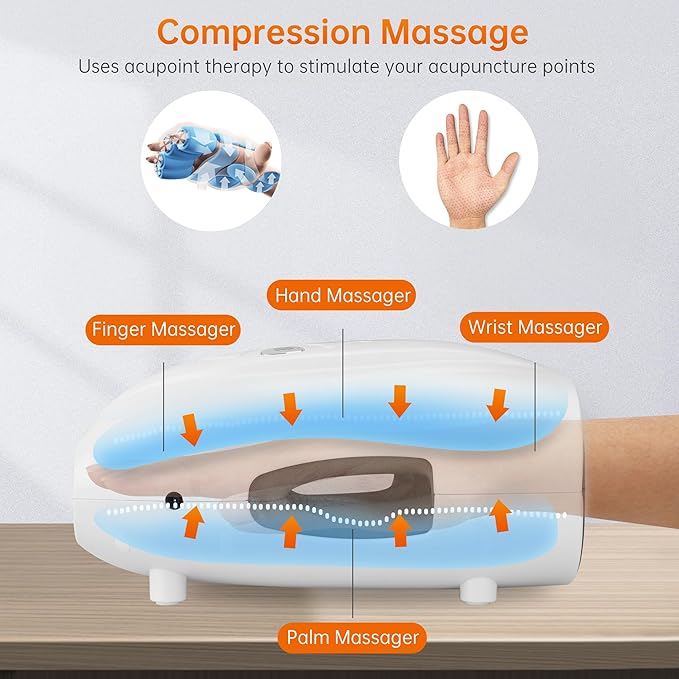 Snailax Hand Massager with Heat and Compression for Arthritis, Mother Day Gift, Carpal Tunnel Finger Numbness, FSA Eligible, Cordless Hand Massager for Palm & Wrist Circulation