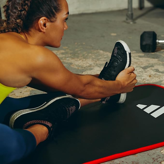 adidas 10mm Extra Thick Training Mat with Carrying Strap and Non-Slip Textured Base - Cushioned Workout Mat for Home Gym, Floor Workouts, and Intense Exercises - Portable and Durable