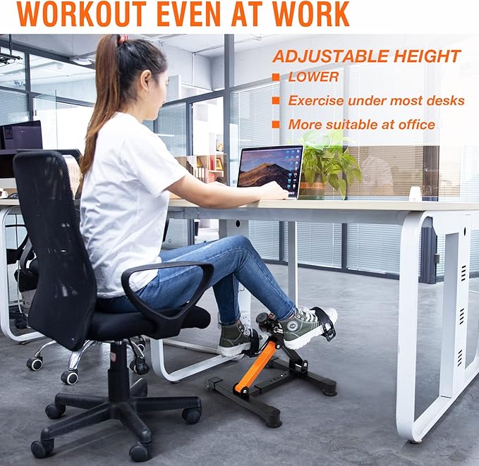 Under Desk Bike Pedal Exerciser, GOREDI Foldable Cycle Exercise Bike for Office, Upper & Lower Peddler Exerciser for Seniors with LCD Display, Fitness Folding Exerciser Peddler for Arm & Leg Workout