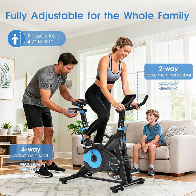 HXD-ERGO Exercise Bike, Magnetic & Air Resistance Indoor Bike, Stationary Bike for Home with Silent Belt Drive, Adjustable Resistance, App Compatible Cycling Bike with LCD Monitor, 350lbs Capacity Workout Bike