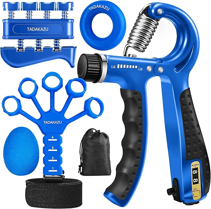 Grip Strength Trainer Kit (5 Pack) Adjustable Resistance Hand Gripper,Finger Exerciser,Hand Extension Exerciser,Stress Relief Ball and Forearm Workout Ring for Muscle Building Injury Recover