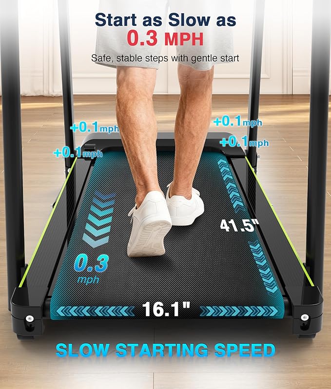 Redliro Walking Treadmill with Long Handrail for Balance, Recovery Fitness Exercise Machine Foldable for Home use with Holder for Phone & Cup,LCD Display, 300 lbs Capacity
