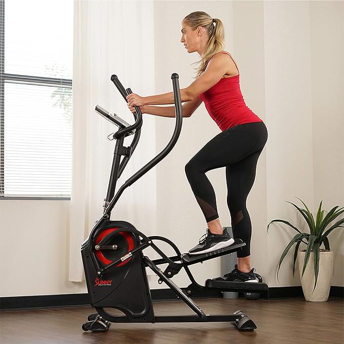Sunny Health & Fitness Cardio Climber Stepping Elliptical Exercise Machine for Home with 8 Levels of Magnetic Resistance, Performance Monitor, Full Body Workout