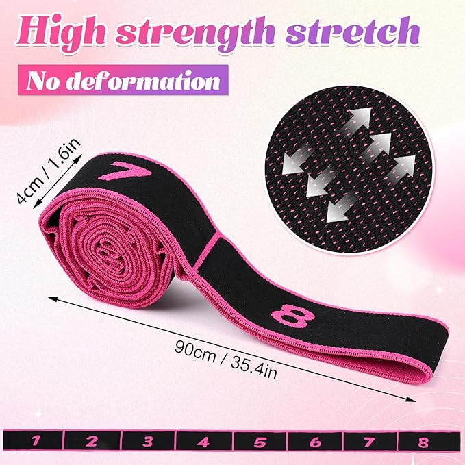 3Pcak Fitness Resistance Band for Stretching and Yoga, Number Stretch Resistance Band with Clear Markings, Fitness Resistance Bands 8-Section Elastic Training Bands
