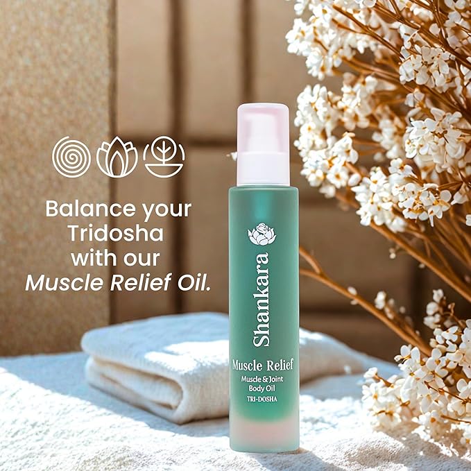Shankara Muscle Relief Oil – Body Massage Oil for Sore Muscles and Joints with Arnica, Boswelia & Sweet Birch – Gua Sha, Ayurvedic Massage Therapy, Post Gym, Relaxation (30ml)