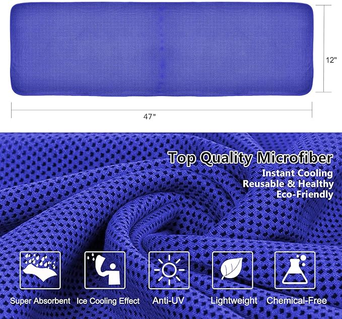 Sukeen 4 Pack Cooling Towels (40"x12"),Ice Towel,Soft Breathable Chilly Towel,Microfiber Towel for Yoga,Sport,Running,Gym,Workout,Camping,Fitness,Workout & More Activities