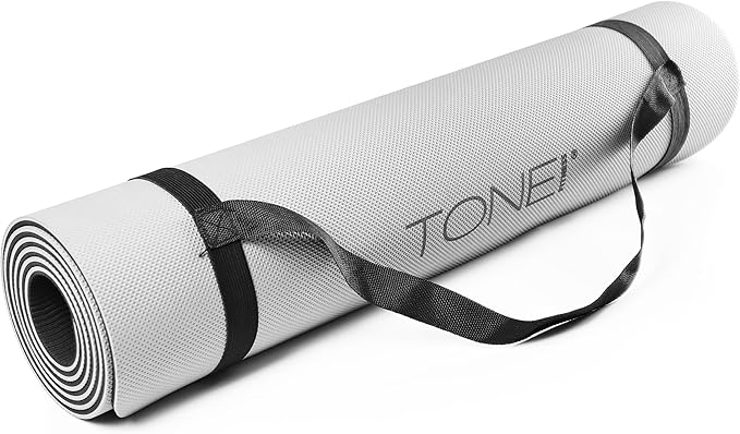 TONE Fitness Yoga Mat 1/4" Thick Non Slip Exercise & Pilates Mat for Home Workouts with Carrying Strap | Multiple Options