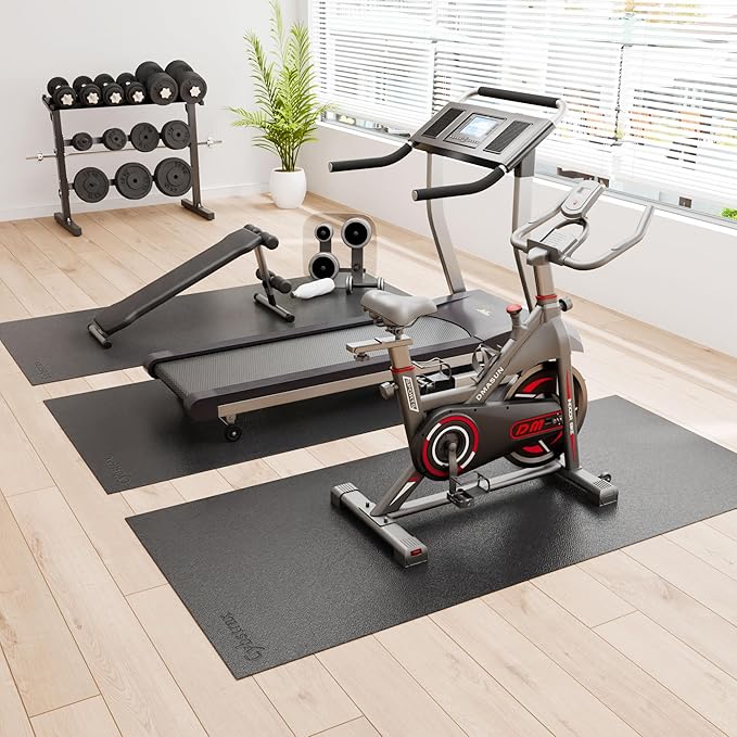 Exercise Equipment Mat for Bike, Treadmill, Elliptical, Yoga - 90" x 40" Non Slip Bike Trainer Mat for Stationary Spin Bike Indoor Outdoor, High Density Workout Floor Protector Mat