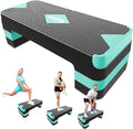 Adjustable Aerobic Exercise Step- Workout Step Platform, 26.5" Step Deck with 4", 6", 8" Height Risers, Women's Home Gym Fitness