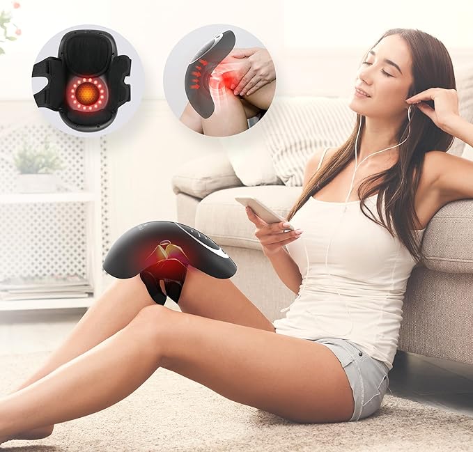 Knee Massager with Heat - [2025 Upgraded Version] Heating and Vibrating Pain Relief Knee Massager for Arthritis, Stretched Ligament, Joints and Muscles Injuries
