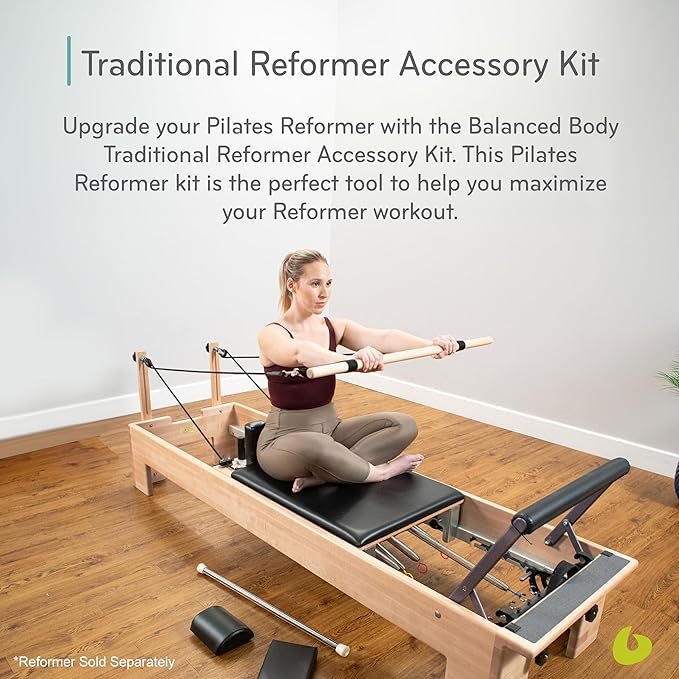Balanced Body Traditional Reformer Accessory Kit with Pole, Dowel, and Cushions, Pilates Reformer Accessories, Pilates Equipment for Home Gym or Pilates Studio, 4 Pieces