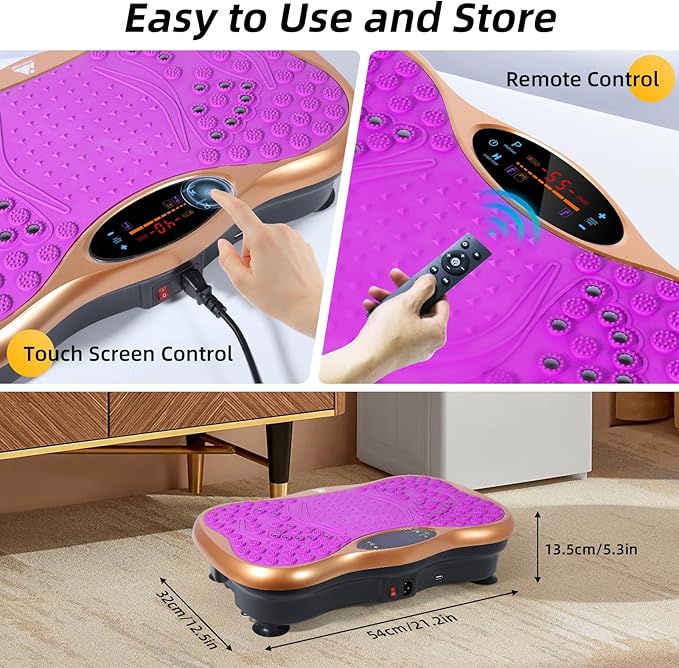 Himaly Vibration Plate Machine, Vibration Fitness Trainer with Bluetooth Speaker, 5 Program Modes, 2 Resistance Bands, Home Exercise Equipment for Fitness Body Toning