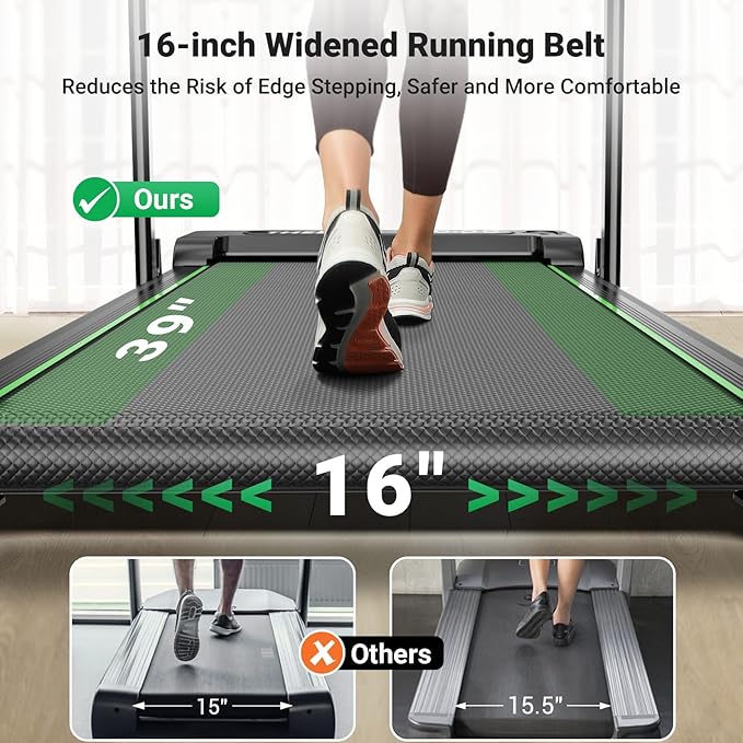 THERUN Walking Pad, 2 in 1 Foldable Treadmills for Home, 2.5HP Under Desk with Handle Bar, 16" Widened Running Belt, with Remote Control & LED Touch Screen