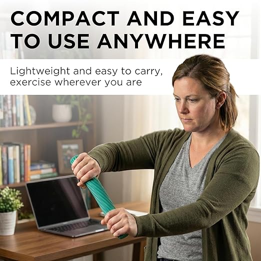 THERABAND FlexBar, Tennis Elbow Therapy Bar, Relieve Tendonitis Pain & Improve Grip Strength, Resistance Bar for Golfers Elbow & Tendinitis, Green, Medium, Intermediate