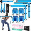 Pilates Bar Kit with Resistance Bands, Pilates Workout Equipment for Legs, Hip, Waist, Arm, Squats Exercise Equipment for Home Workouts, Adjustable 3-Section Pilates Bar Kit for Women & Men