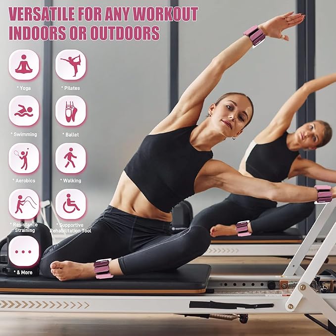 Wrist & Ankle Weights for Women and Men, 2lbs/4lbs Pairs Adjustable Silicone Weighted Bangles for Arm & Leg Workouts, Perfect for Pilates, Barre, Yoga, Walking & Home Fitness 24055