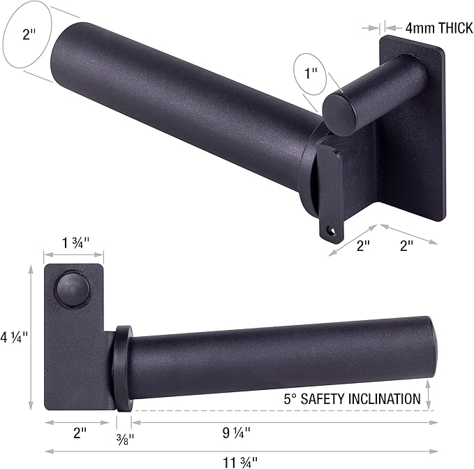 AmStaff Fitness Olympic Weight Plate Holder for Power & Squat Racks – Fits 2x2, 2.33x2.33, 3x3 Inch Tubes, 1" Hole – Storage Horns for Weight Plates on Power Rack – Pair