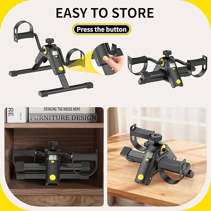 MOMODA Under Desk Bike Pedal Exerciser with LCD Display Portable Mini Exercise Bike for Arm and Leg