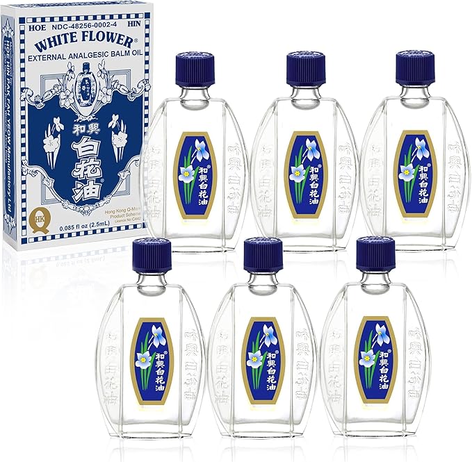 White Flower External Analgesic Balm Oil 2.5ml/ 0.085fl Oz, Authentic US Import (6 Pack)