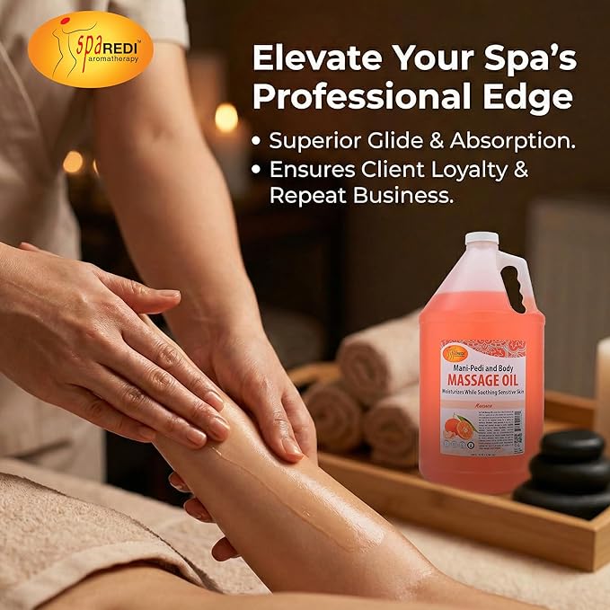 SPA REDI Mandarin Massage Oil – Professional & Family Skin Nourishment Treatment | Legacy of Trust & Universal Gentleness | Premium Nourishment for Loyalty & Peace of Mind | 128 Oz Gallon