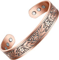 Earth Therapy Women's Floral Crystal Magnetic Copper Cuff Bracelet - Adjustable Sizing - Ultra Strength