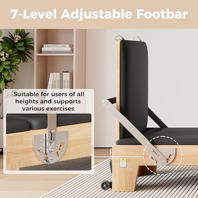 DELAVIN Pilates Reformer with Tower, Pilates Machines with Springs, Sitting Box, Jump Board and Accessories, Solid Wooden Pilates Equipment for Studio, Gym and Home Workout (FBA)