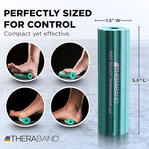 THERABAND Foot Roller for Foot Relief, Massage Ball Roller for Arch Discomfort, Plantar Fasciitis Treatment, Heel Spurs Reliever, Tired Feet, Best Foot Massager with Ridges for Self Myofascial Release