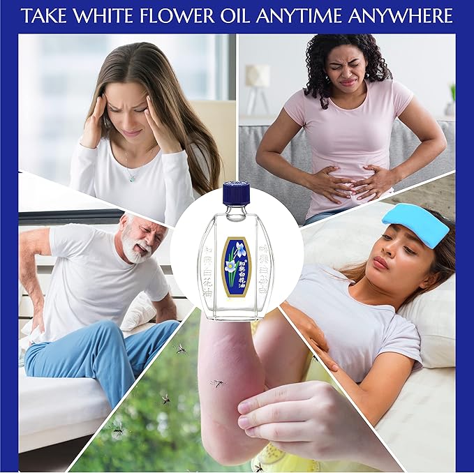 White Flower External Analgesic Balm Oil Combo（20ml+10ml+2.5ml, Muscle Joints Topical Arthritis Pain Relief, Eucalyptus Lavender Peppermint Massage Oil Authentic US Import(3 Pack)