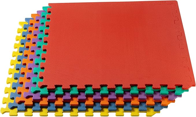 We Sell Mats 3/8" Thick Multipurpose EVA Foam Exercise Floor Mat, Interlocking Tiles, Anti-Fatigue for Home or Gym