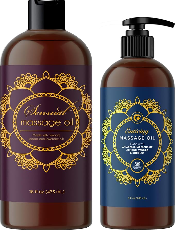 Massage Oils for Massage Therapy Bundle - Maple Holistics Massage Oil Kit with 16 Fl Oz Aromatherapy Lavender Massage Oil for Couples Plus Vanilla Scented Massage Oil Made with Pure Essential Oils