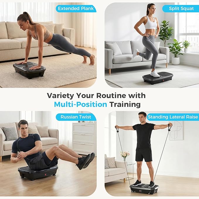 OLIXIS Vibration Plate Exercise Machine with 9 Auto Modes, Full Body Workout Vibrating Platform with LED Touch Screen & Pull Ropes for Weight Loss, Home Gym Fitness Equipment for Women Men