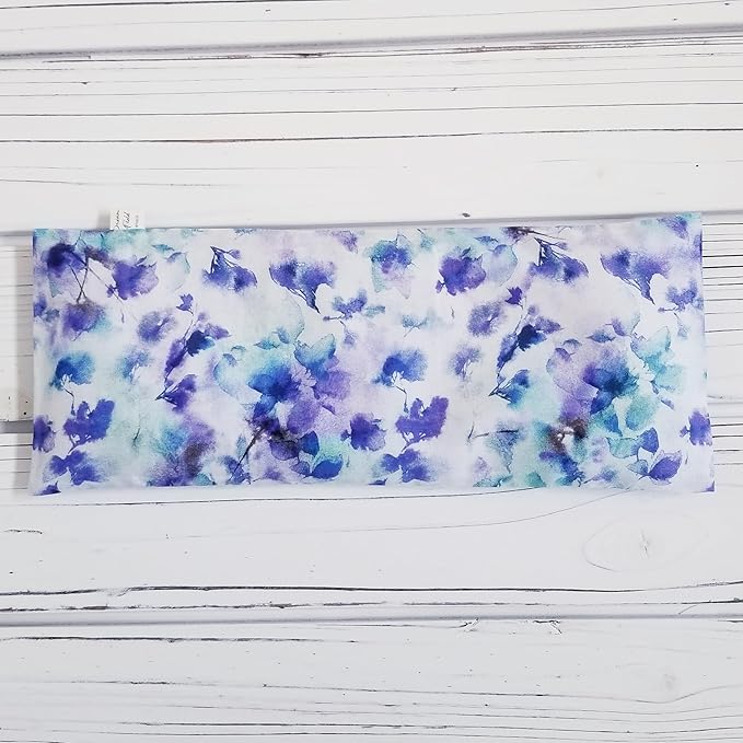 Cooling Mint Eye Pillow with Removable Cover – Weighted Herbal Pillow for Rest, Savasana & Mindfulness | Blue Watercolor Sketch