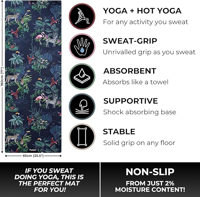 Plyopic. All In One Yoga Mat | Luxury Sweat-Grip Mat/Towel Combo | Ideal for Yoga, Hot Yoga, Bikram, Pilates, Workout & Exercise | Eco-Friendly Natural Rubber