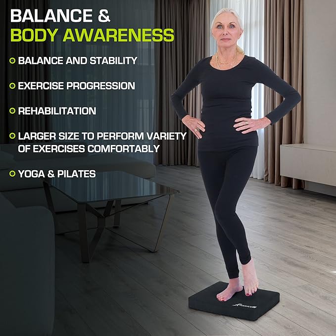 ProsourceFit Exercise Balance Pad, Non-Slip Cushioned Foam Mat & Knee Pad for Fitness and Stability Training, Yoga, Physical Therapy