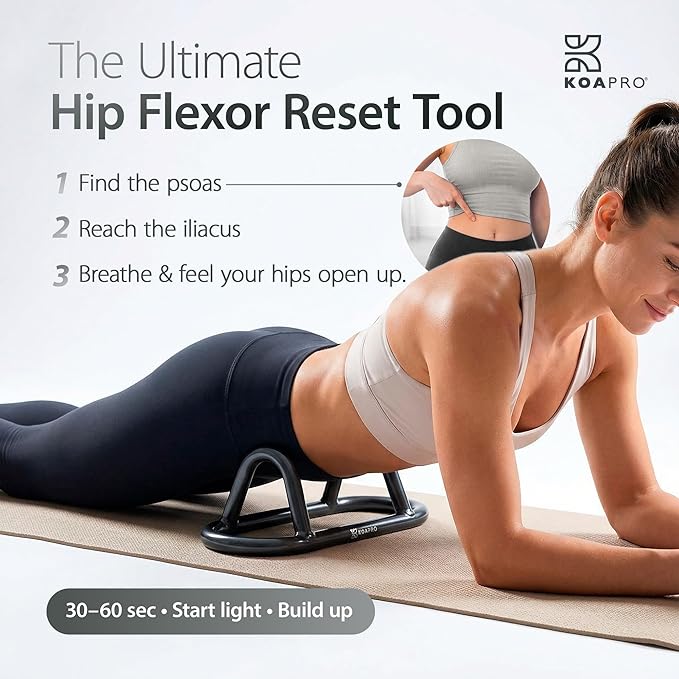 KOA KOAPRO Psoas and Hip Hook Release Tool for Iliacus and Hip Flexor; Alleviate Pain and Tension, Targeted Deep Tissue Massager for Back, Core, Iliopsoas, Piriformis etc., Boost Relief and Recovery