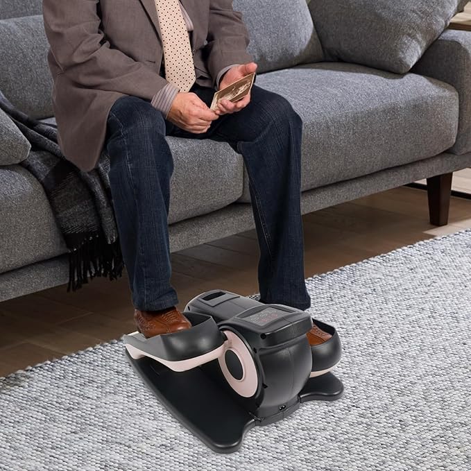 Electric Seated Pedal Exerciser, Portable Pedal Exerciser with Remote Control, Foot Pedal Exercise Machine, Forward & Reverse Direction for Home Office