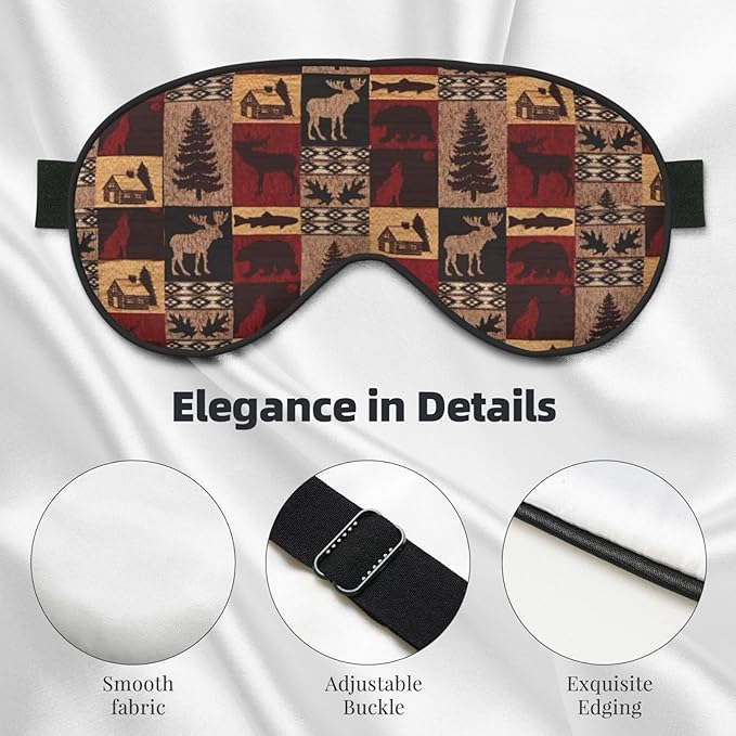 Bear Deer Fish Eye Mask, Blackout Eye Mask unisex,Sleep Eye Covers with Adjustable Straps, Travel Eye Mask