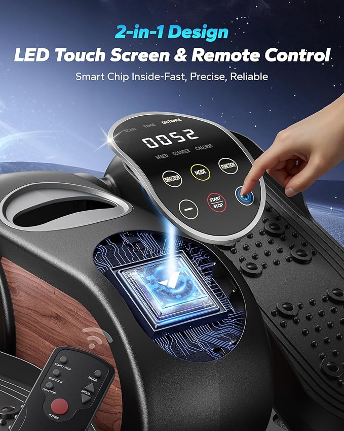MERACH Under Desk Elliptical Machine, Leg Exerciser While Sitting for Seniors with Remote Control & 12-Speeds, Quiet Portable Electric Seated Pedal Exerciser Machine for Home Office