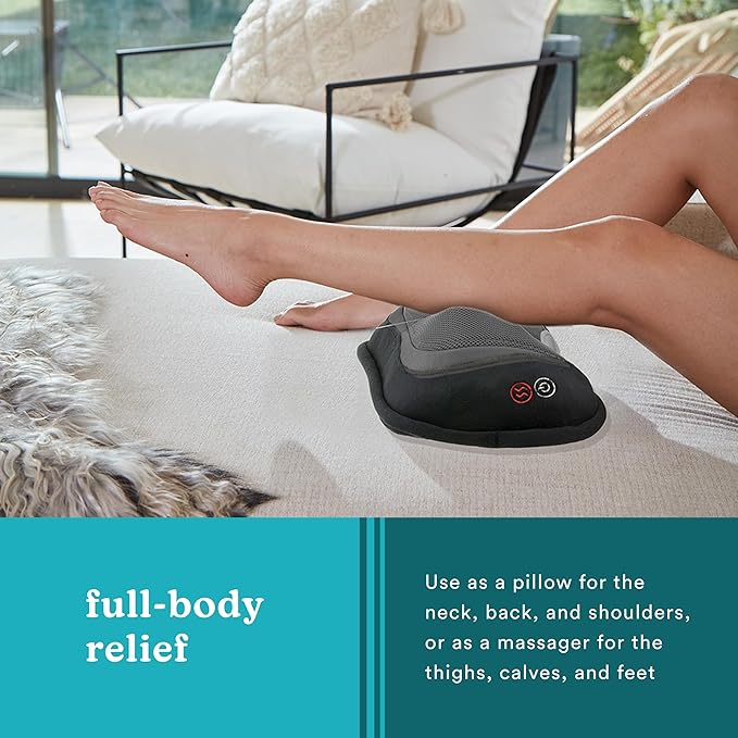HoMedics 3D Shiatsu Full-Body Massager with Therapeutic Vibration, Soothing Heat with Deep-Kneading Massage Helps Release Tension in Neck, Back, Shoulders, Lightweight for Home, Office, Travel