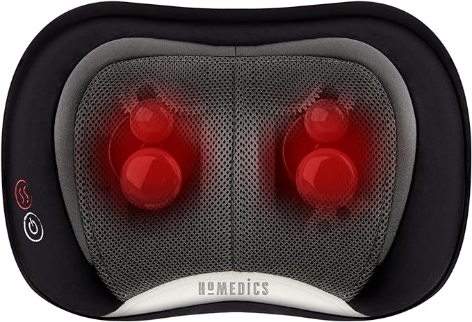 HoMedics 3D Shiatsu Full-Body Massager with Therapeutic Vibration, Soothing Heat with Deep-Kneading Massage Helps Release Tension in Neck, Back, Shoulders, Lightweight for Home, Office, Travel