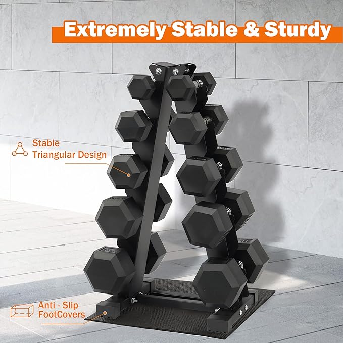Fitvids A-Frame Dumbbell Weight Rack, Vertical Storage Rack for Dumbbells, Weight Stand Only for Home Gym Space Saver, 4-Tier or 5-Tier Option