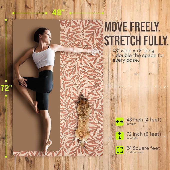 Large Yoga Mat (6'x4') – 1/4" & 1/2" Thick Exercise Mats for Home Workout, Extra Wide Workout Mats for Home Gym, Yoga, Pilates, Stretching, Floor & More